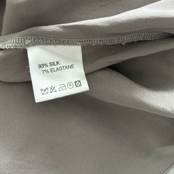 Braez Blouse Silk Satin Gray Long Sleeve Keyhole Neck Womens S Whimsigoth 90s - Picture 8 of 9